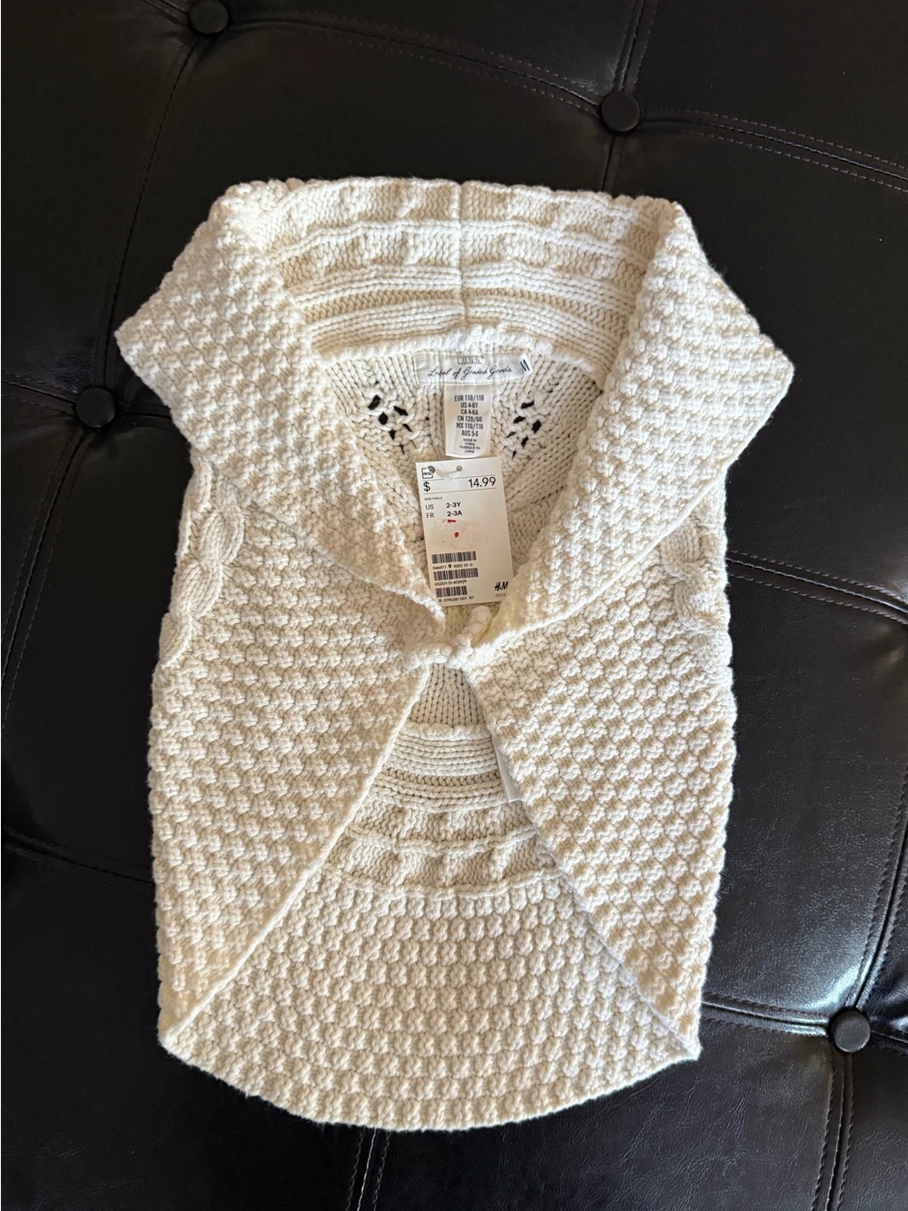 H&M Cream Shawl-Collar Knit Vest